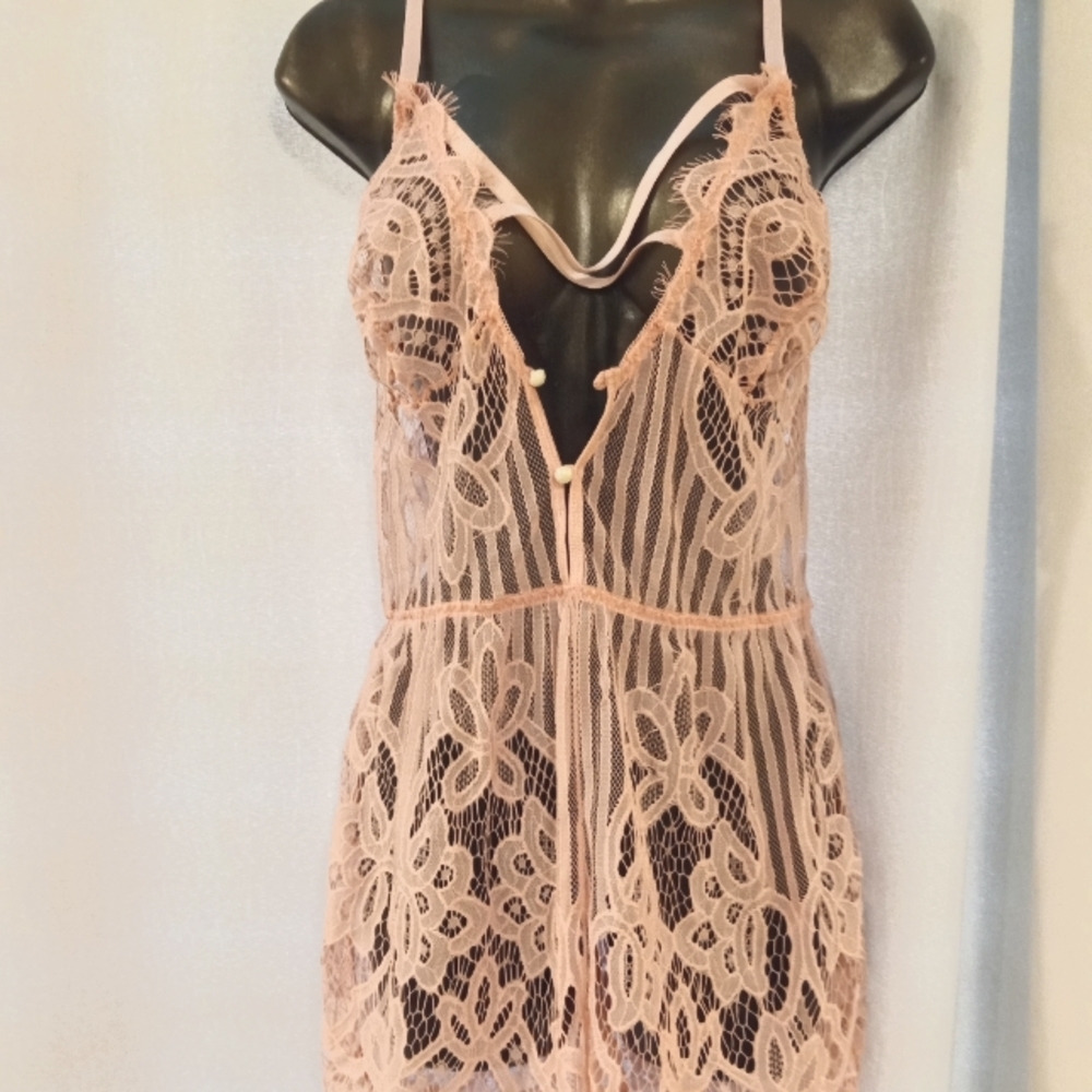 Pink Lace Lingerie Romper